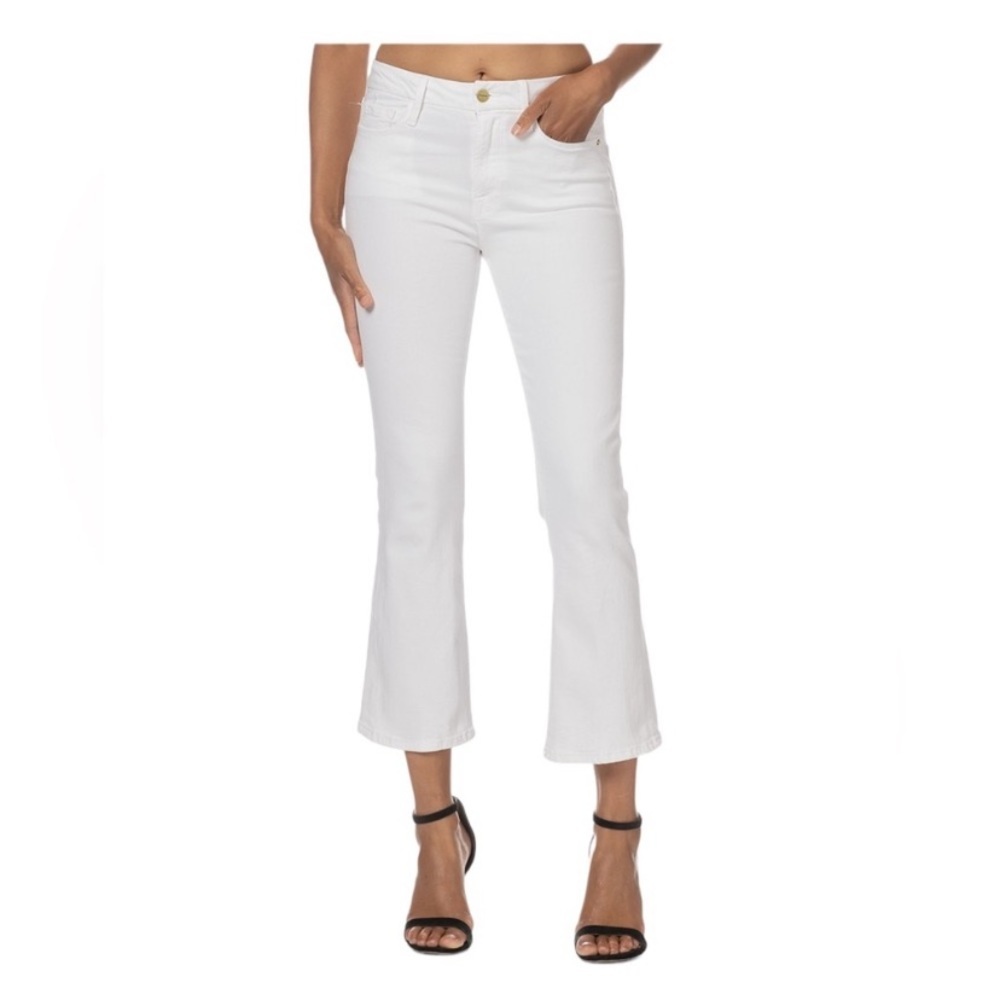 FRAME‎ Denim || Le Crop Mini Boot Cropped Flare in Blanc White 30